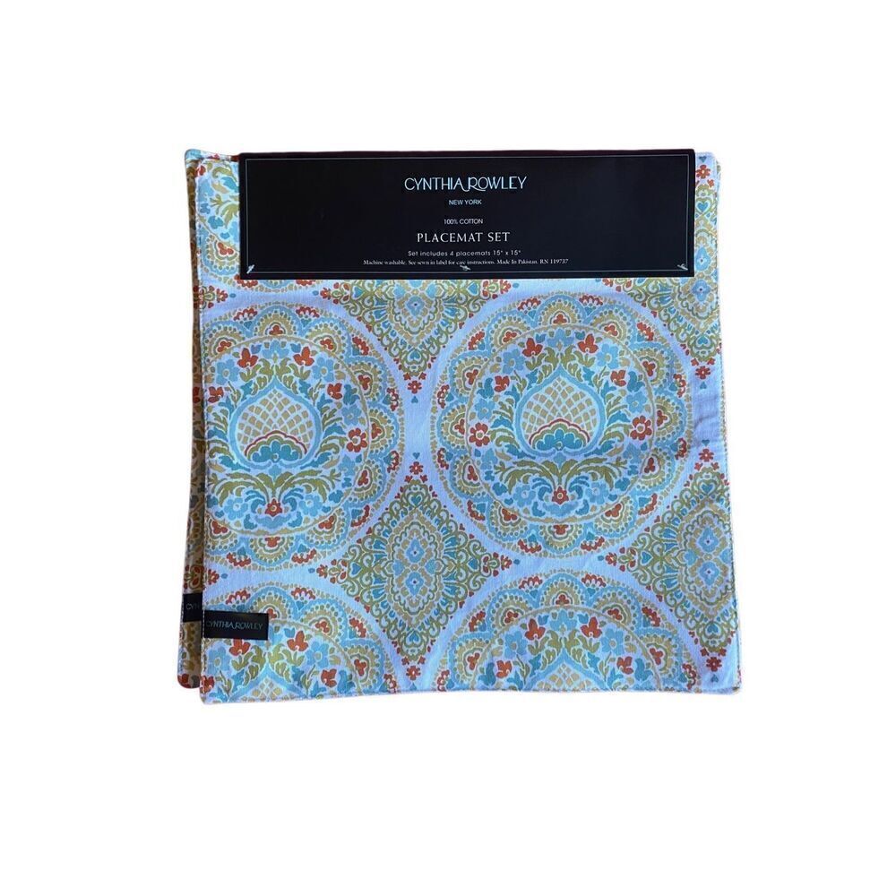 Cynthia Rowley cotton placemats set of four 15 x 15 ￼
